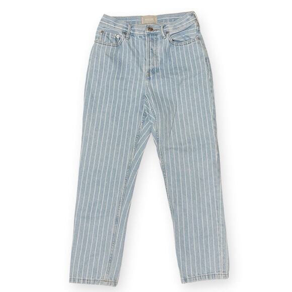 Everlane The 90s Cheeky Straight Jeans Pinstripe Size 25 Ankle Button Fly - Picture 1 of 8
